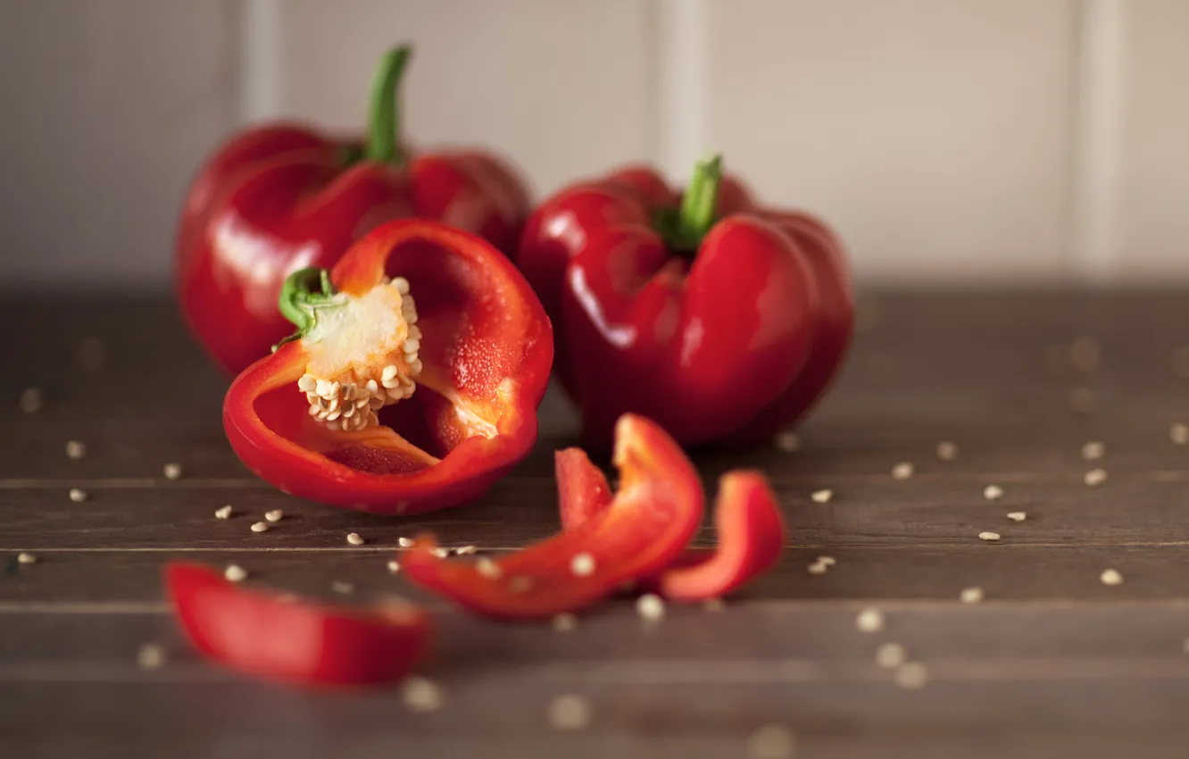 Photo wallpaper red, pepper, seeds