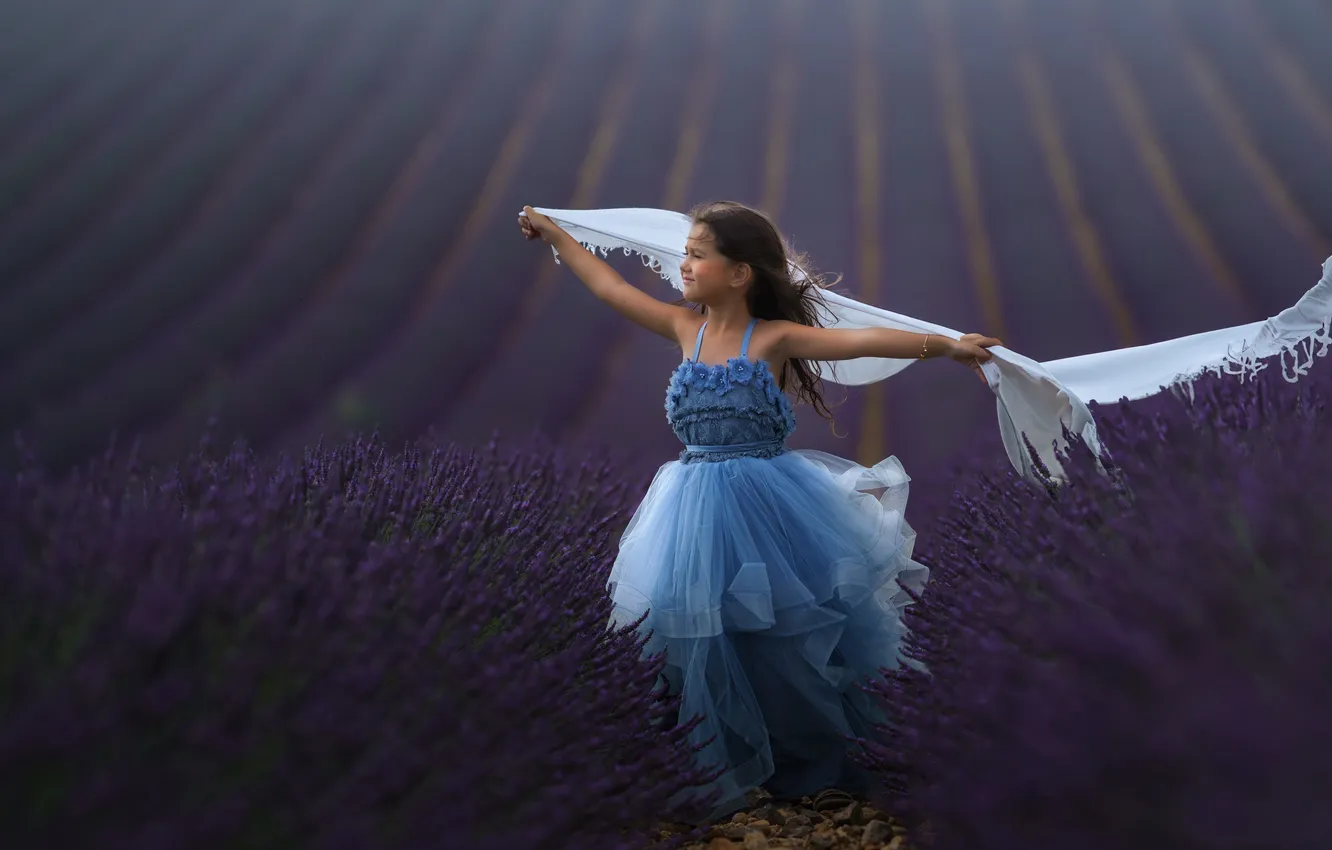 Photo wallpaper summer, girl, lavender