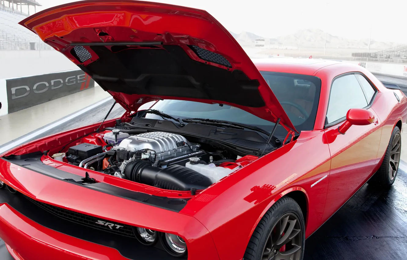 Photo wallpaper Engine, Dodge, Challenger, Muscle Car, Supercharger, 2015, SRT Hellcat