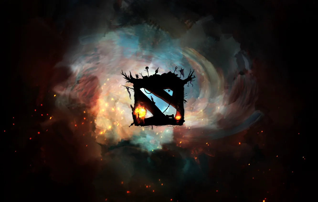 Photo wallpaper logo, forest, dota 2, spark, Shadows from the Dire