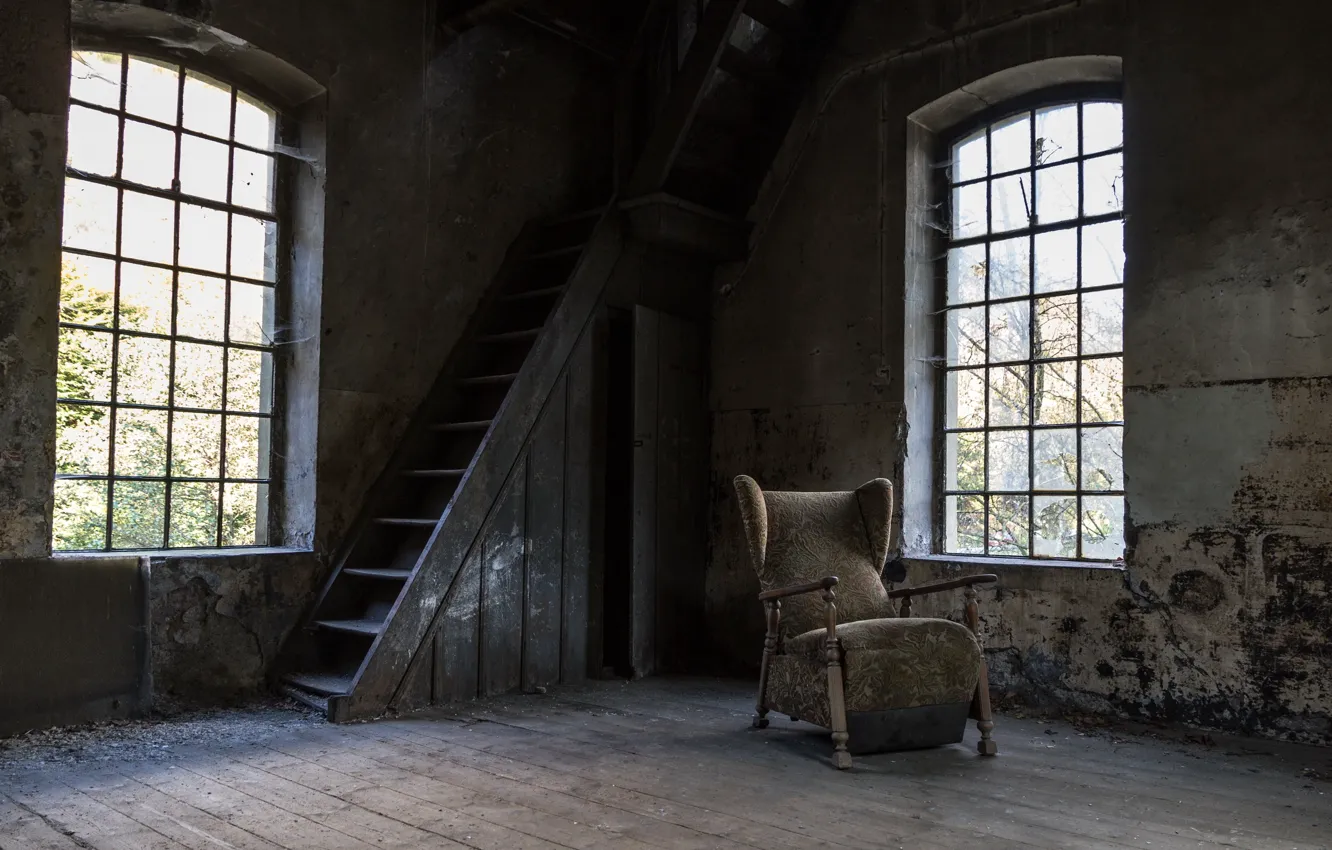 Photo wallpaper room, chair, window