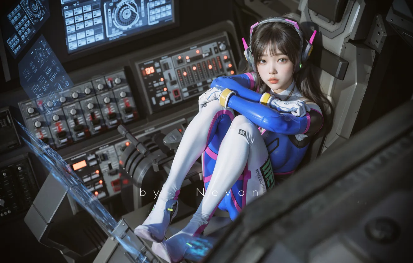 Photo wallpaper science fiction, women, digital art, artwork, Illustration, sitting, dark hair, futuristic