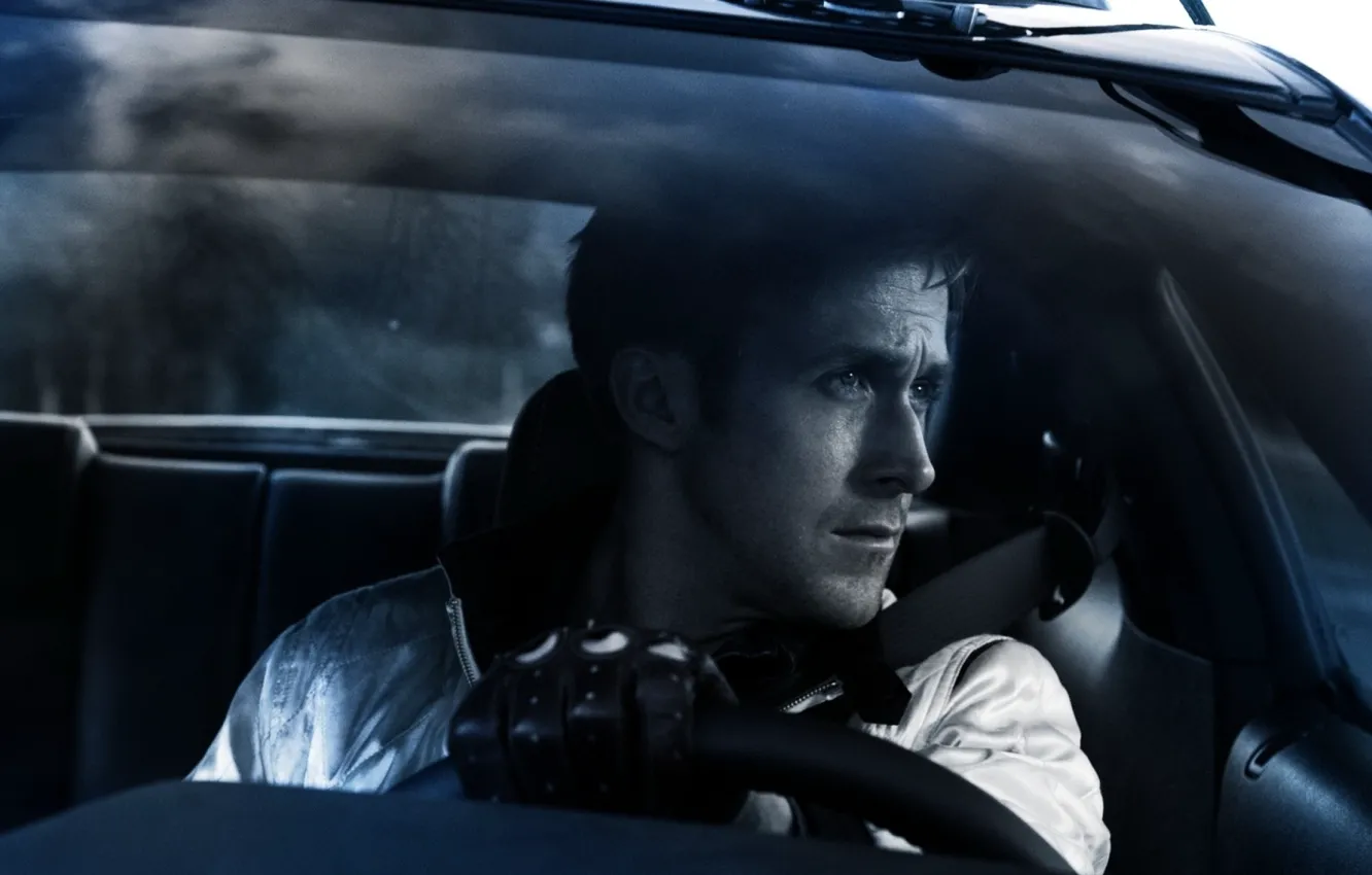 Photo wallpaper machine, glass, the wheel, actor, Drive, Ryan Gosling, Ryan Gosling
