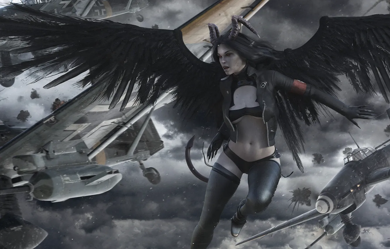 Photo wallpaper angel, the Soul of the Airplane Demoness, series of works