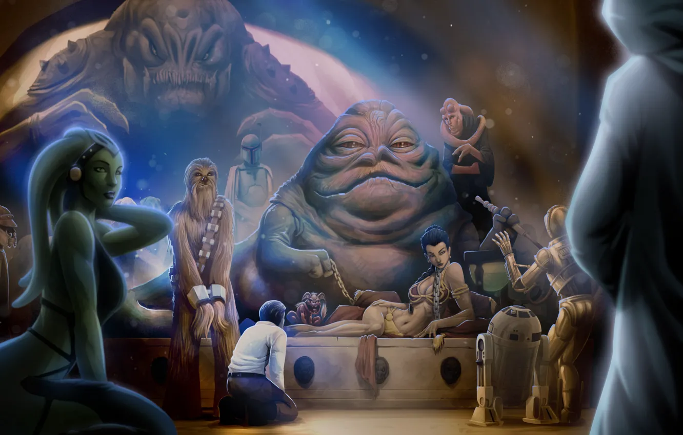 Photo wallpaper star wars, Leia Organa, princess leia, Leia Organa Solo, jabba, Jabba Desilijic Tiure, Jabba the …