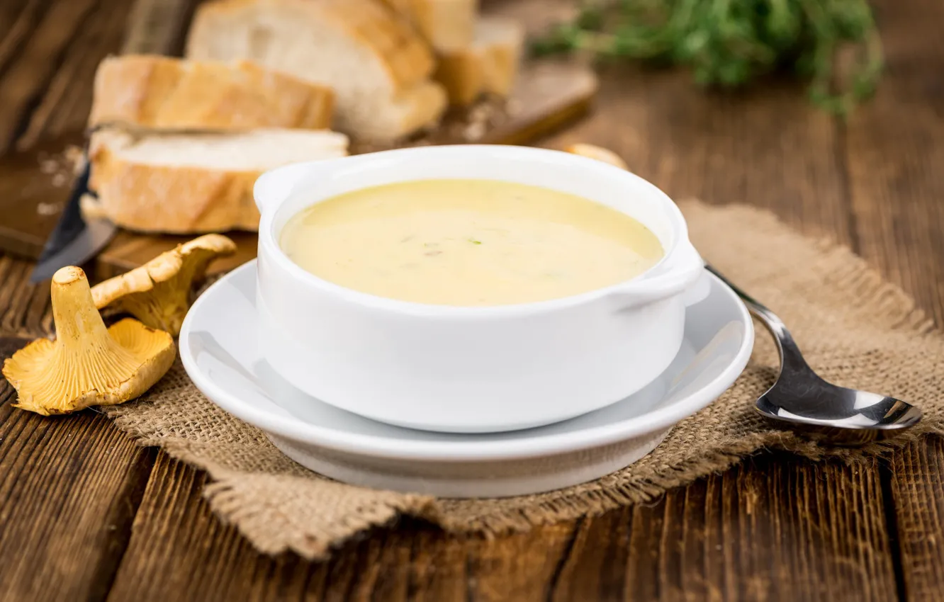 Photo wallpaper bread, soup, Fox, mushroom