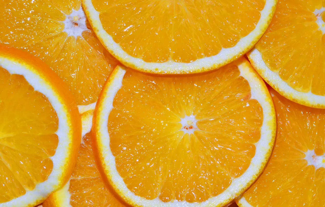 Photo wallpaper macro, orange, bright, orange, juice, slices, slices, juicy