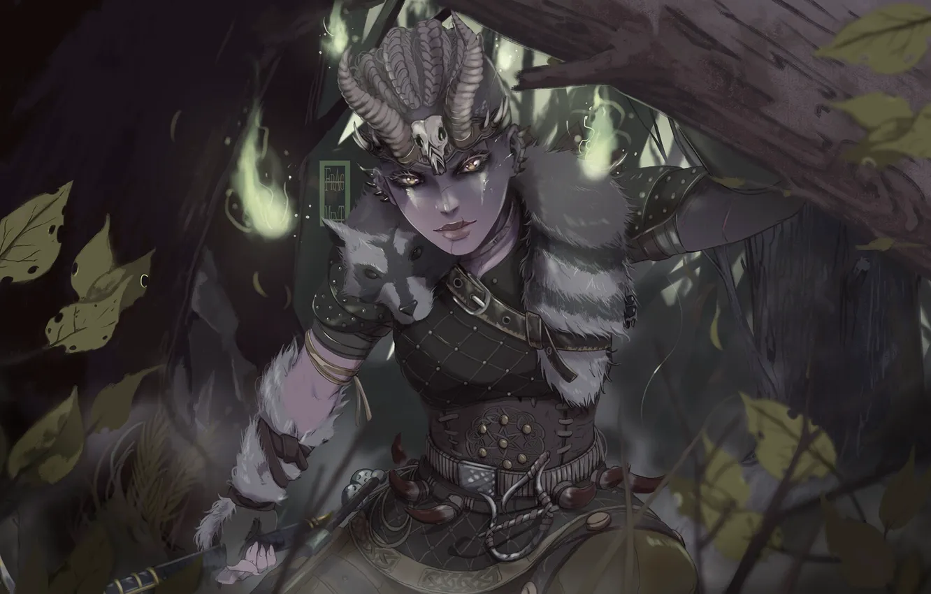 Photo wallpaper forest, girl, fiction, art, girl, fantasy, forest, art