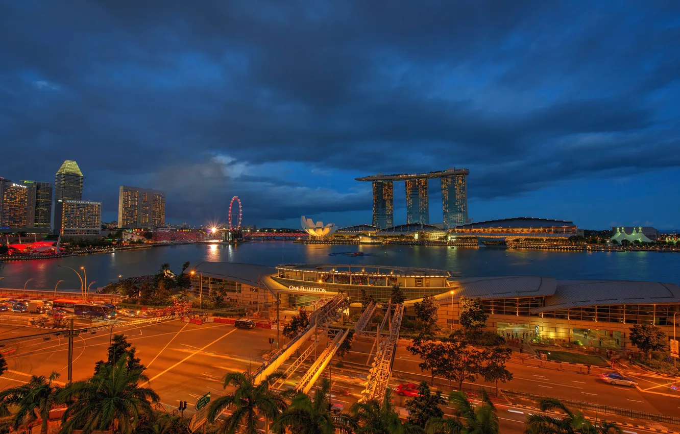 Photo wallpaper the sky, night, lights, Asia, Singapore, the hotel