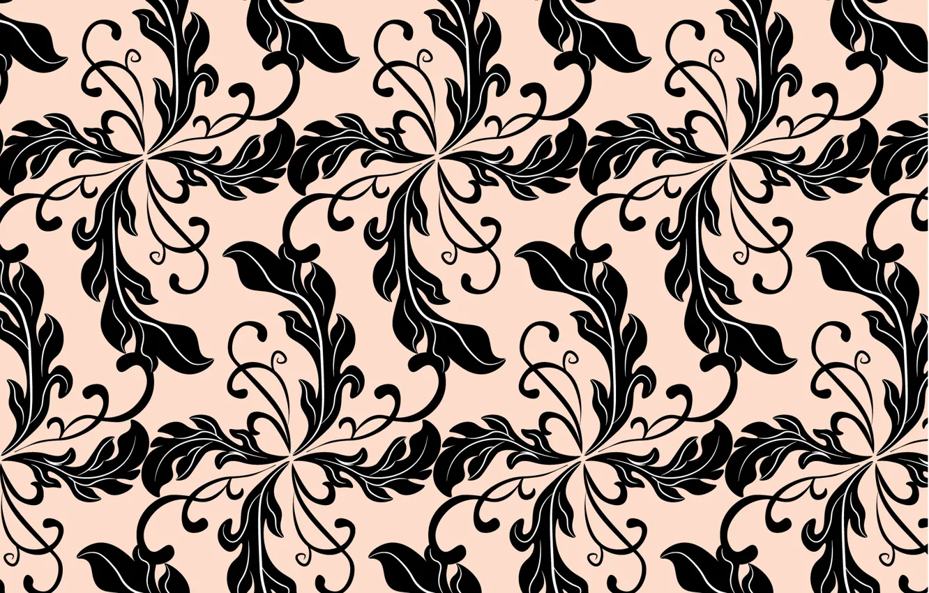 Photo wallpaper background, pattern, Black, background, pattern, leaves