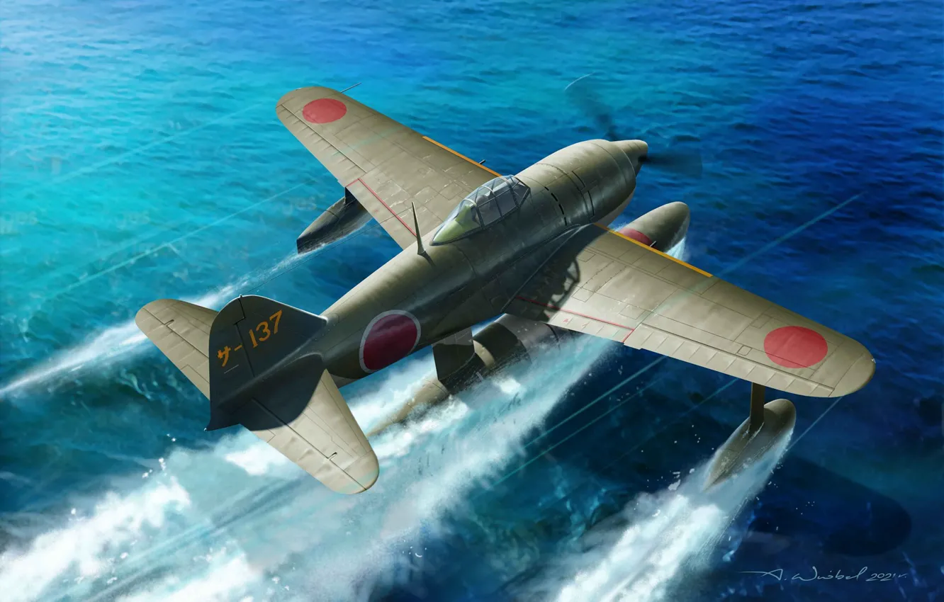 Photo wallpaper Japan, IJN, seaplane, Arkady Sparrow, Kawanishi N1K Kyofu, fighter-hydroplane