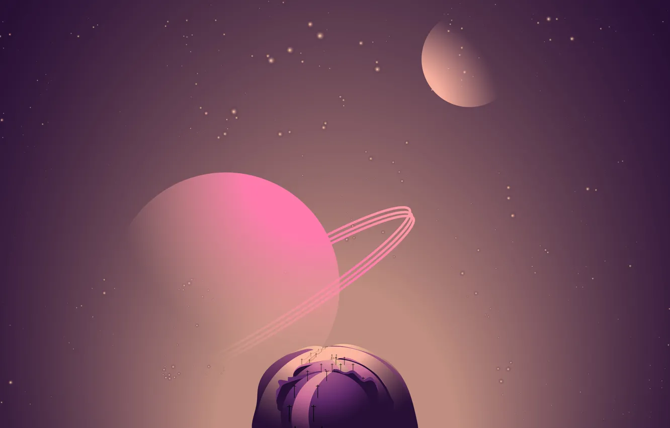 Photo wallpaper space, surrealism, planet