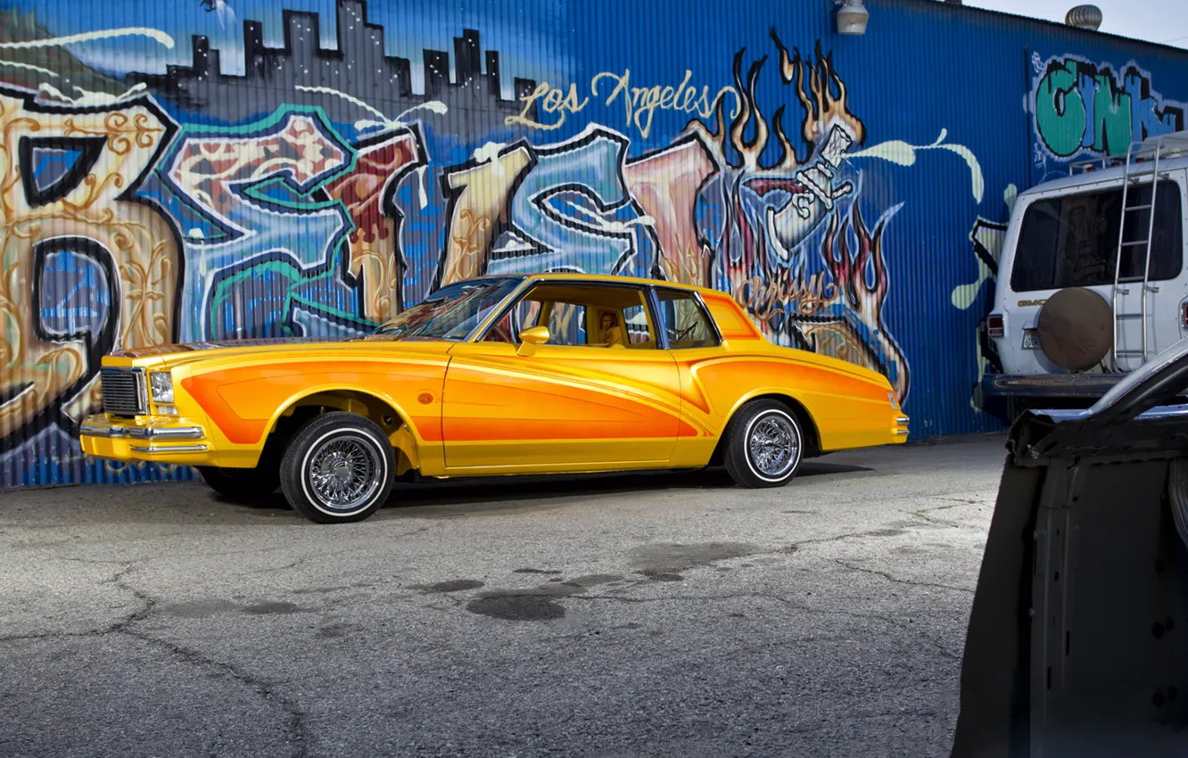 Photo wallpaper lowrider, orange, mexican, hydraulics, chevrolet caprice