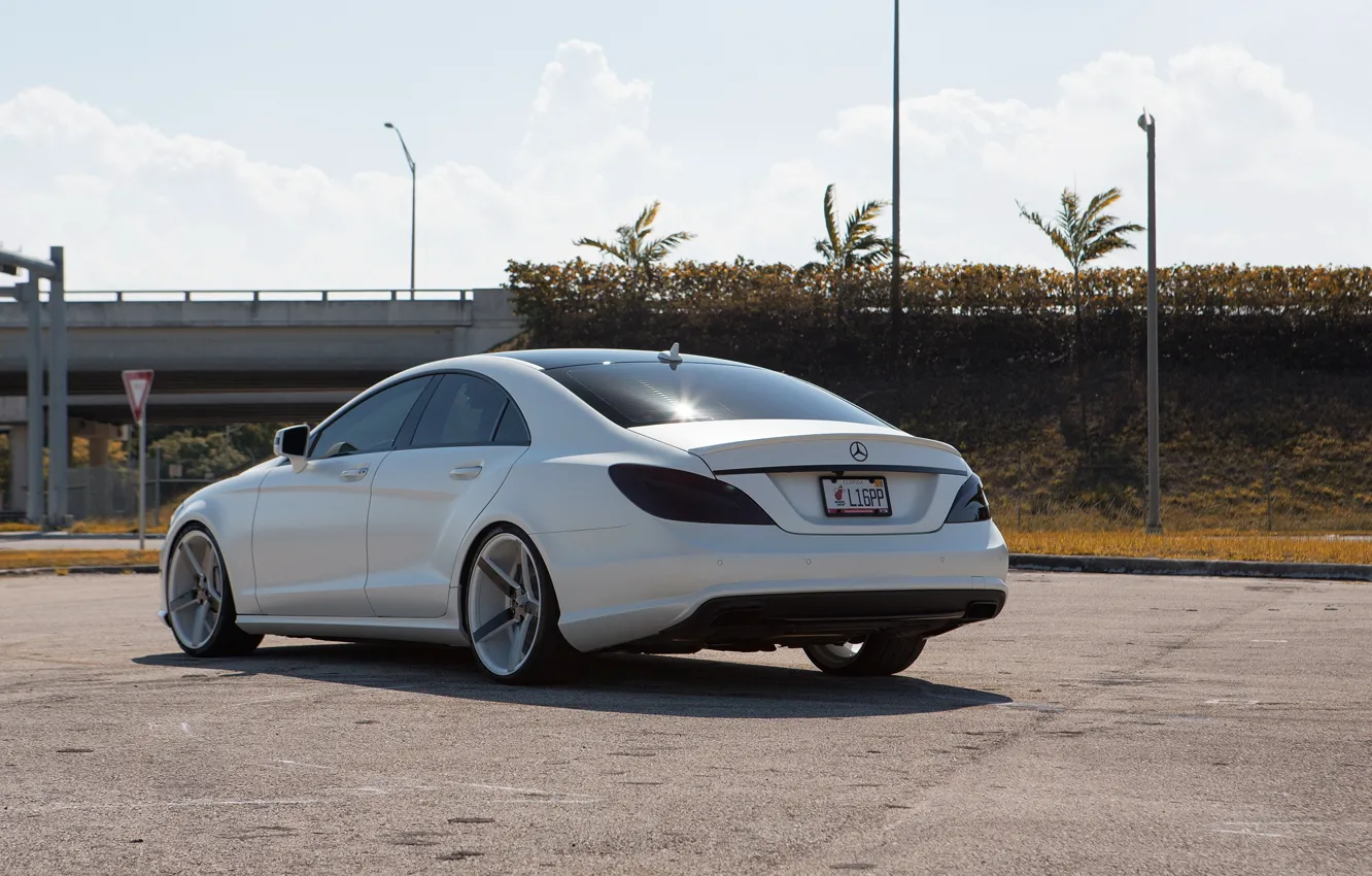 Wallpaper white, tuning, Mercedes, back, Mat, CLS 550 for mobile and ...