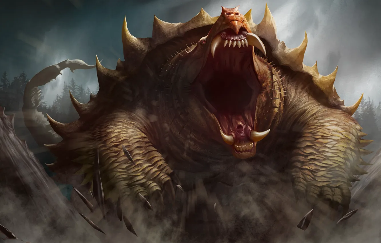 Photo wallpaper monster, dinosaur, mouth