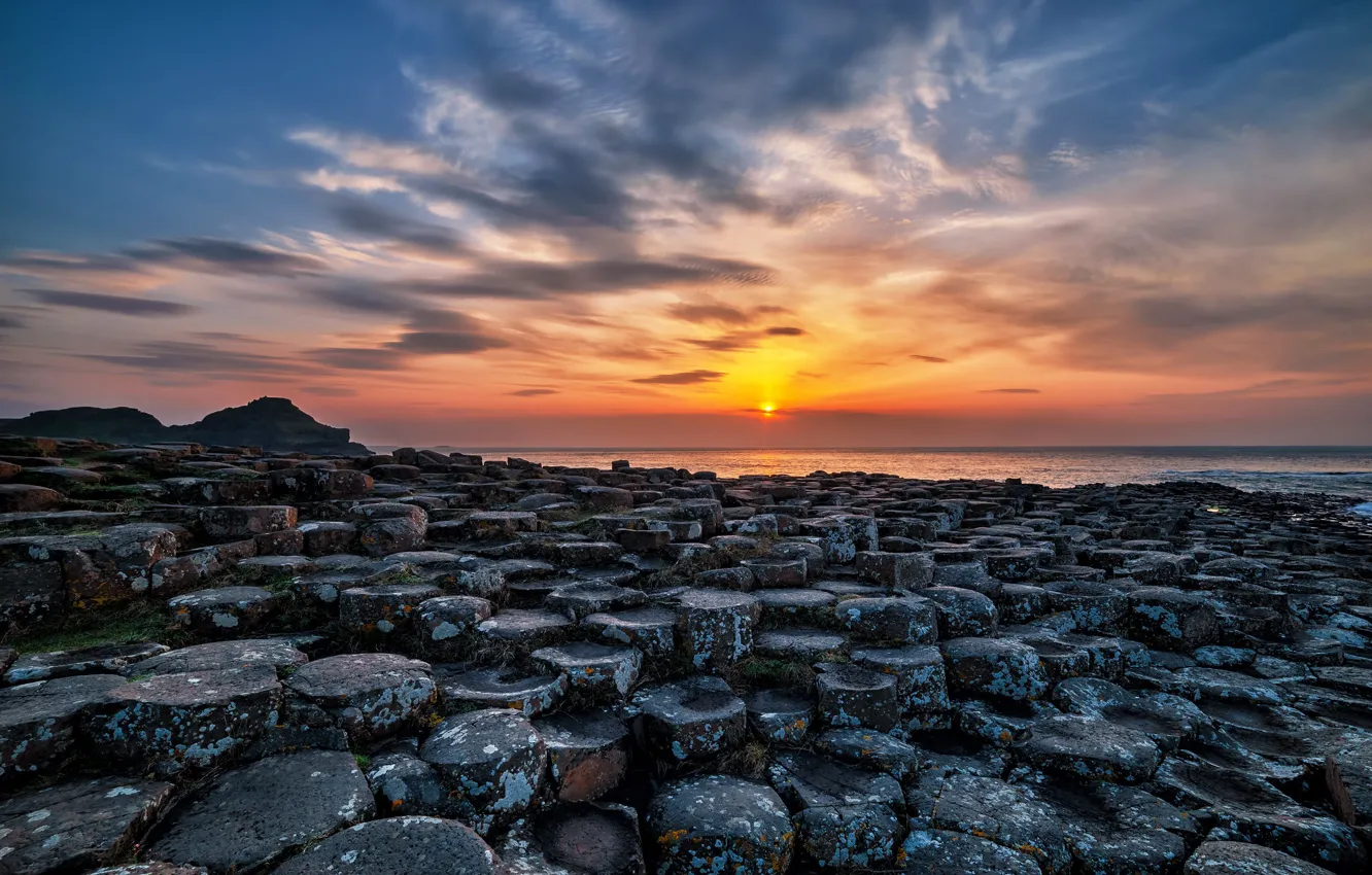 Photo wallpaper sea, sunset, shore