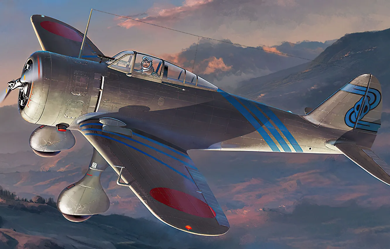 Photo wallpaper art, airplane, aviation, WW2, Nate, Nakajima ki-27