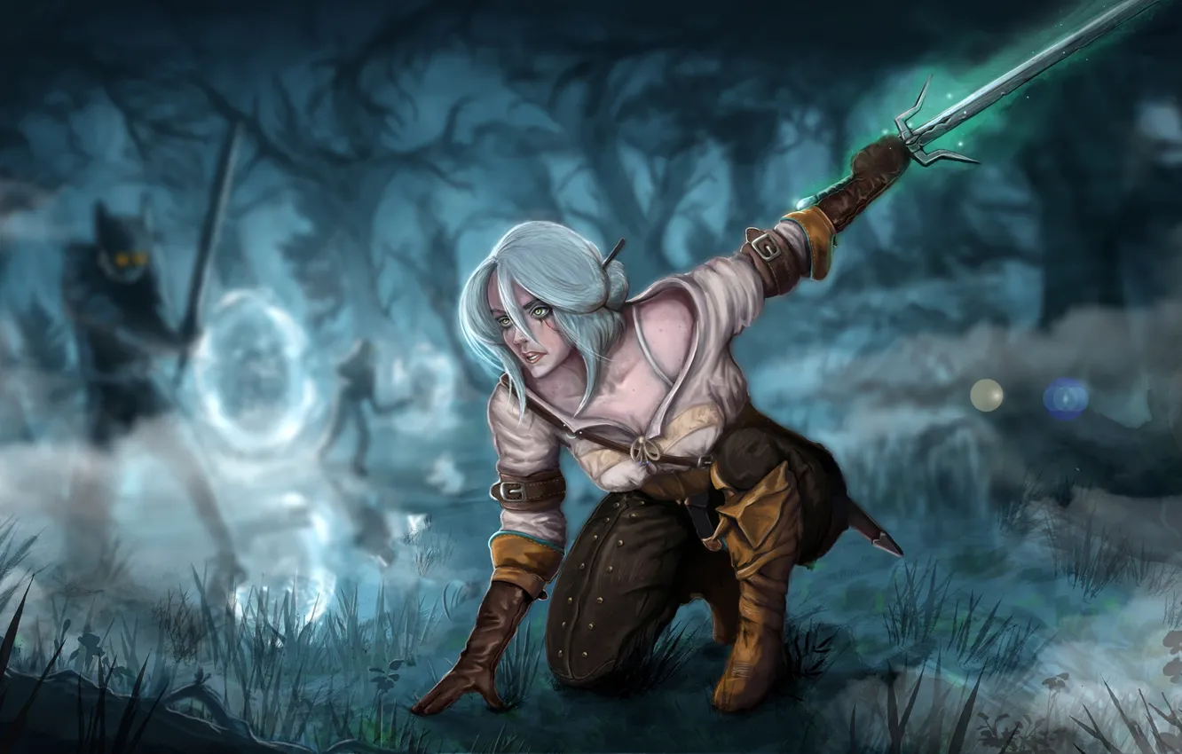 Photo wallpaper Girl, The game, Sword, The Witcher 3: Wild Hunt, The Witcher 3 Wild Hunt, Stand, …