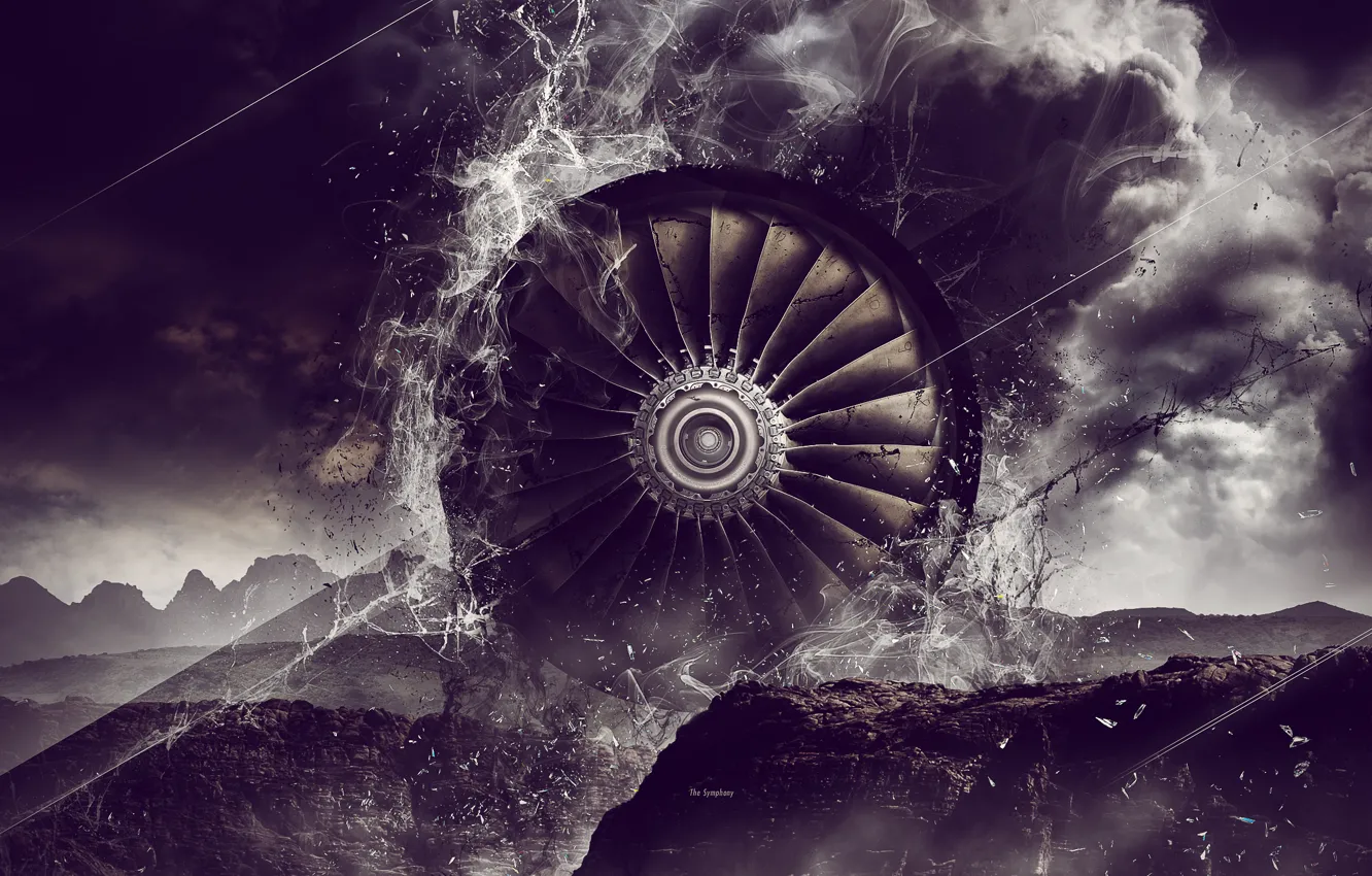 Photo wallpaper abstraction, turbine, blades, digital art