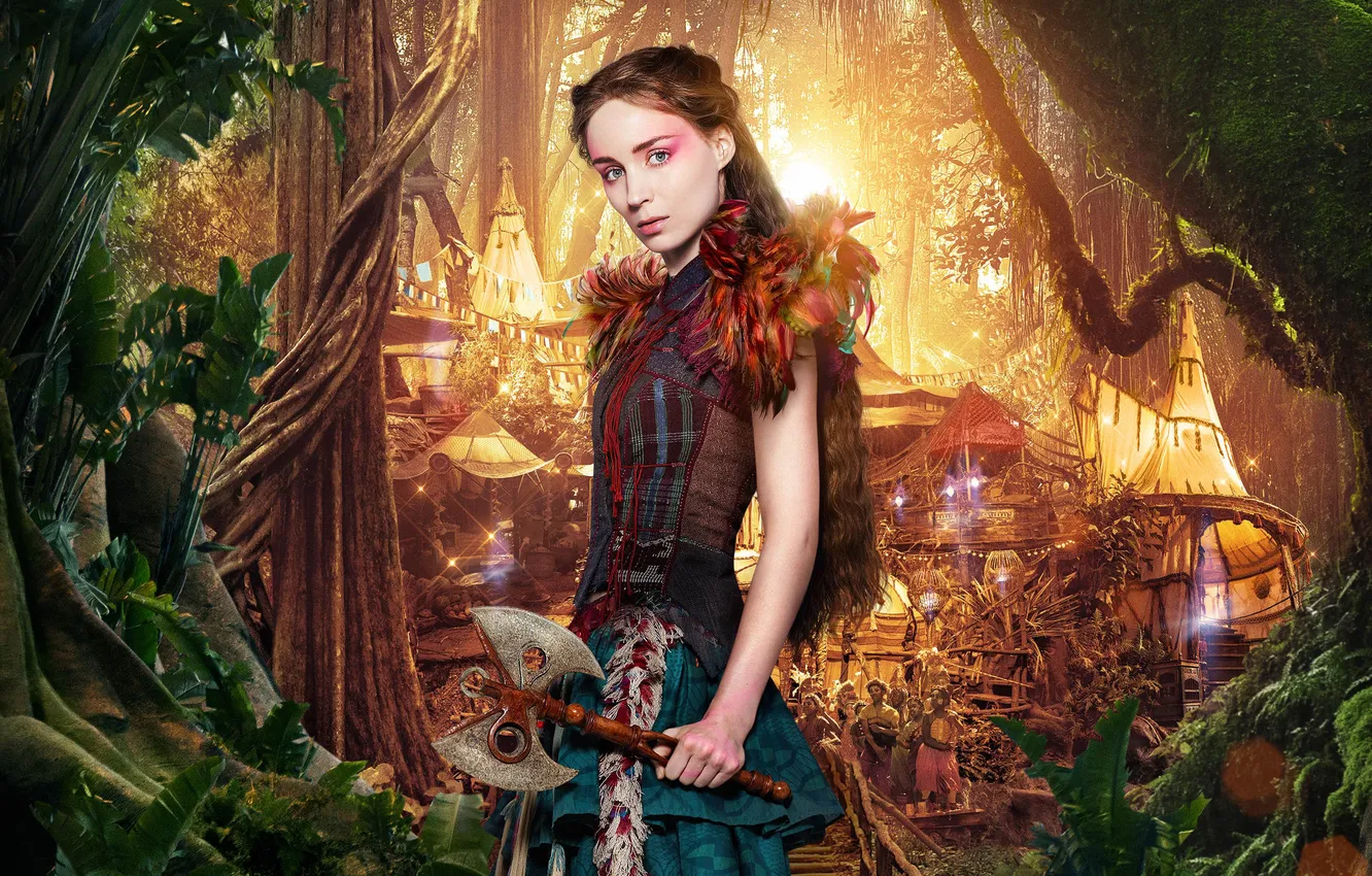 Photo wallpaper fantasy, adventure, Rooney Mara, Rooney Mara, Pan, Tiger Lily, Pan: Journey to Neverland