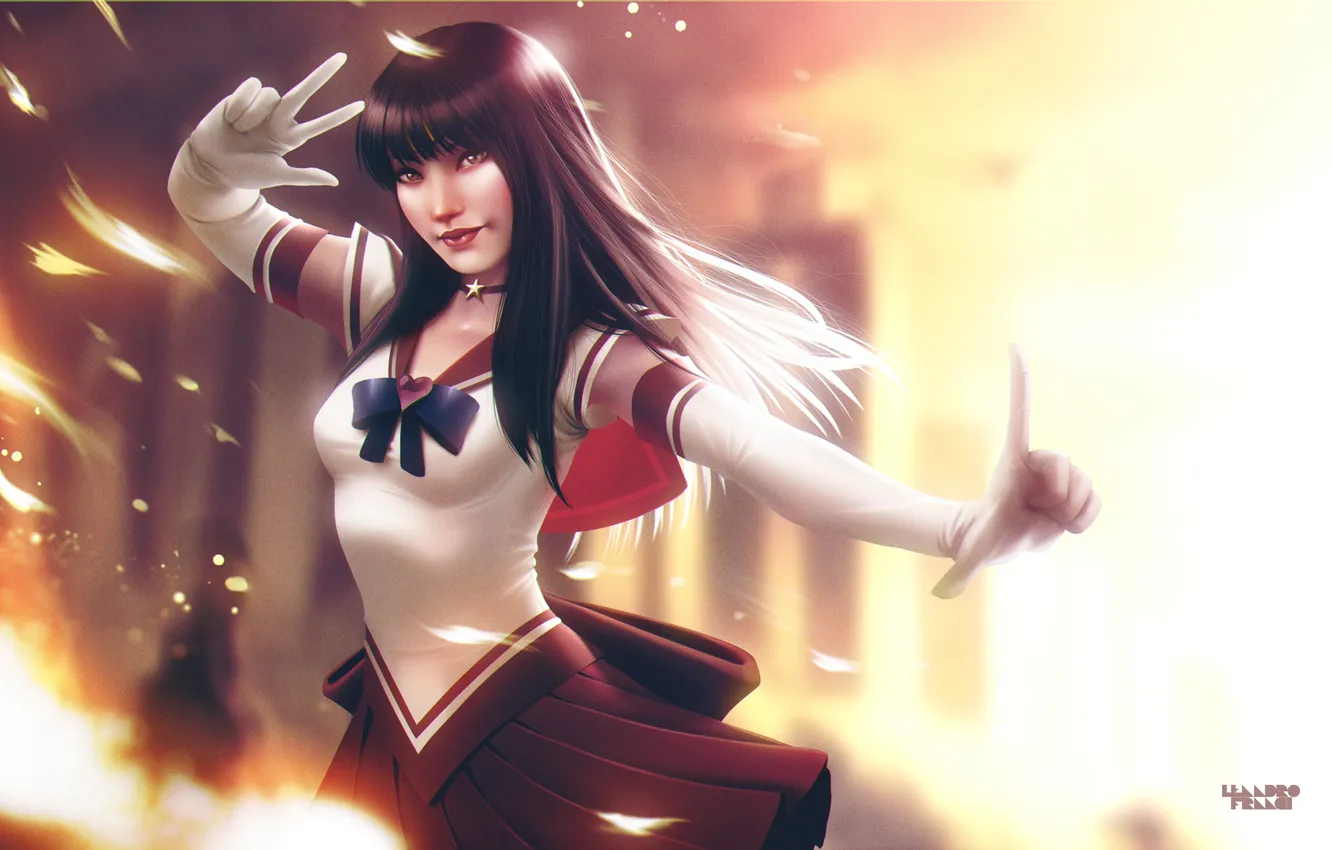 Photo wallpaper girl, magic, sailor mars