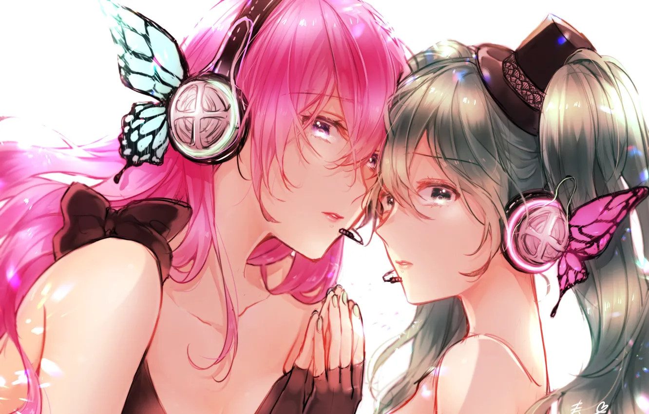 Photo wallpaper girl, vocaloid, hatsune miku, megurine luka, Vocaloid, Hatsune Miku, natsuhata728