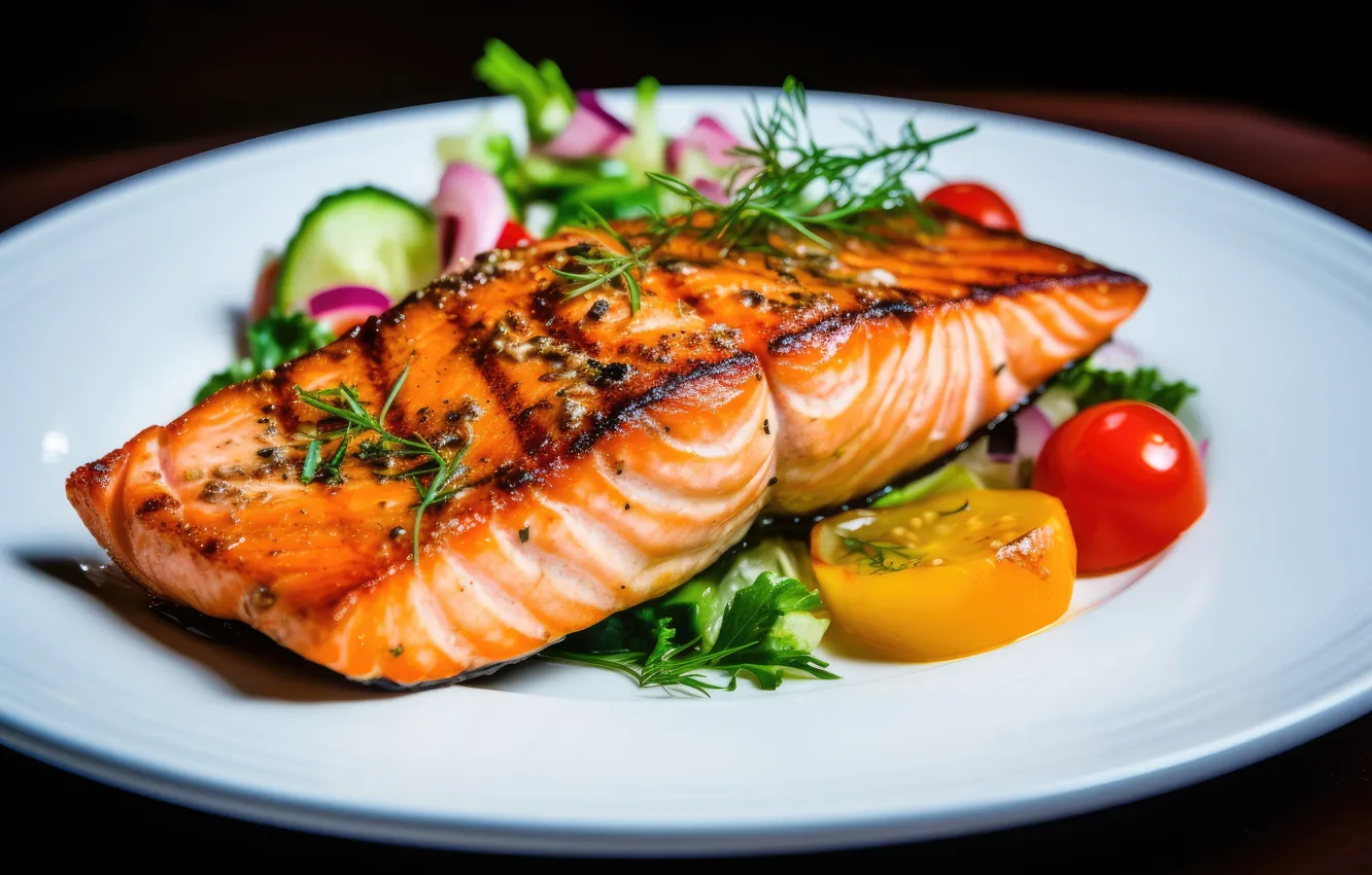 Photo wallpaper food, AI art, fish, fried fish, neural network