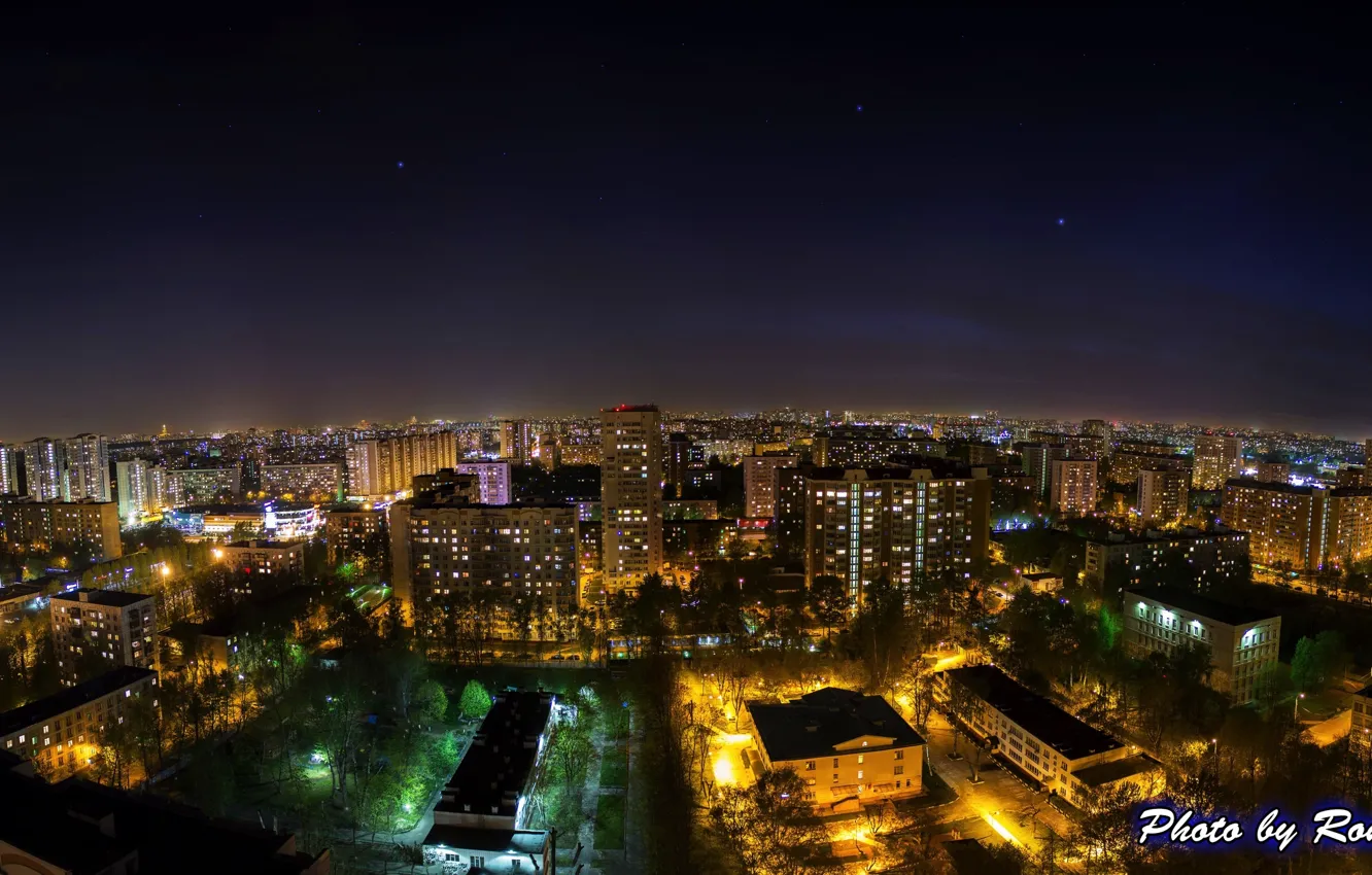 Photo wallpaper Night, Moscow, City Pasig, Moscow At Night
