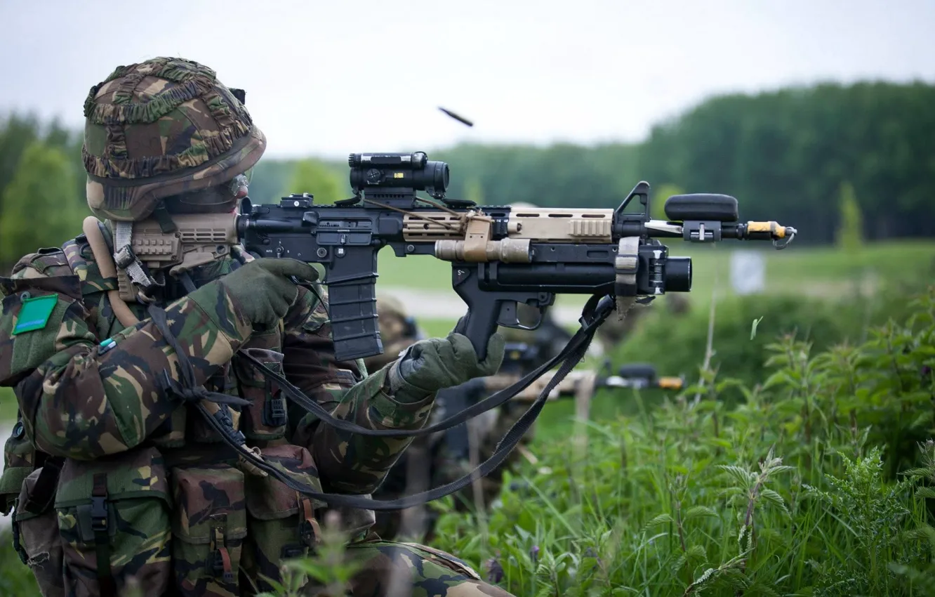 Photo wallpaper weapons, soldiers, shooting, Royal Netherlands Army