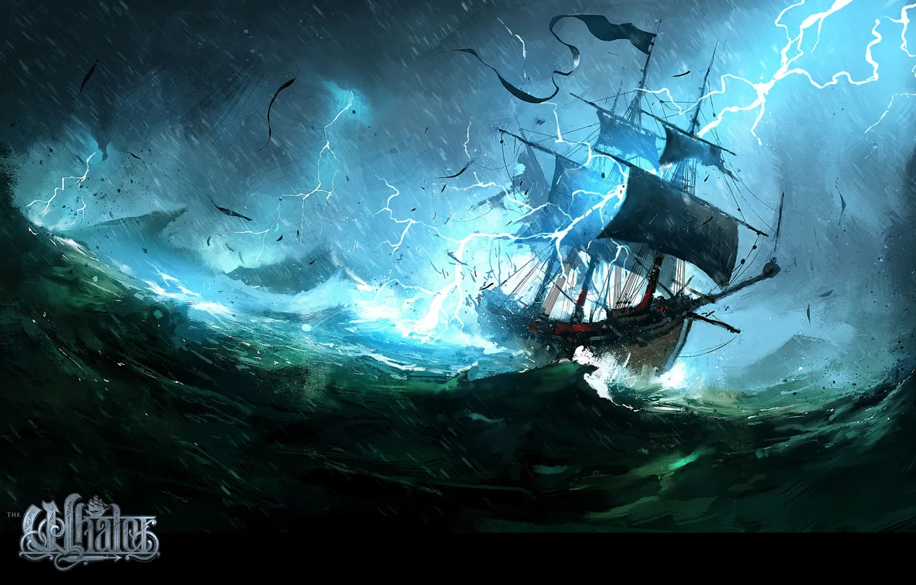 Photo wallpaper wave, storm, zipper, ship, The Whaler, Natures Wrath