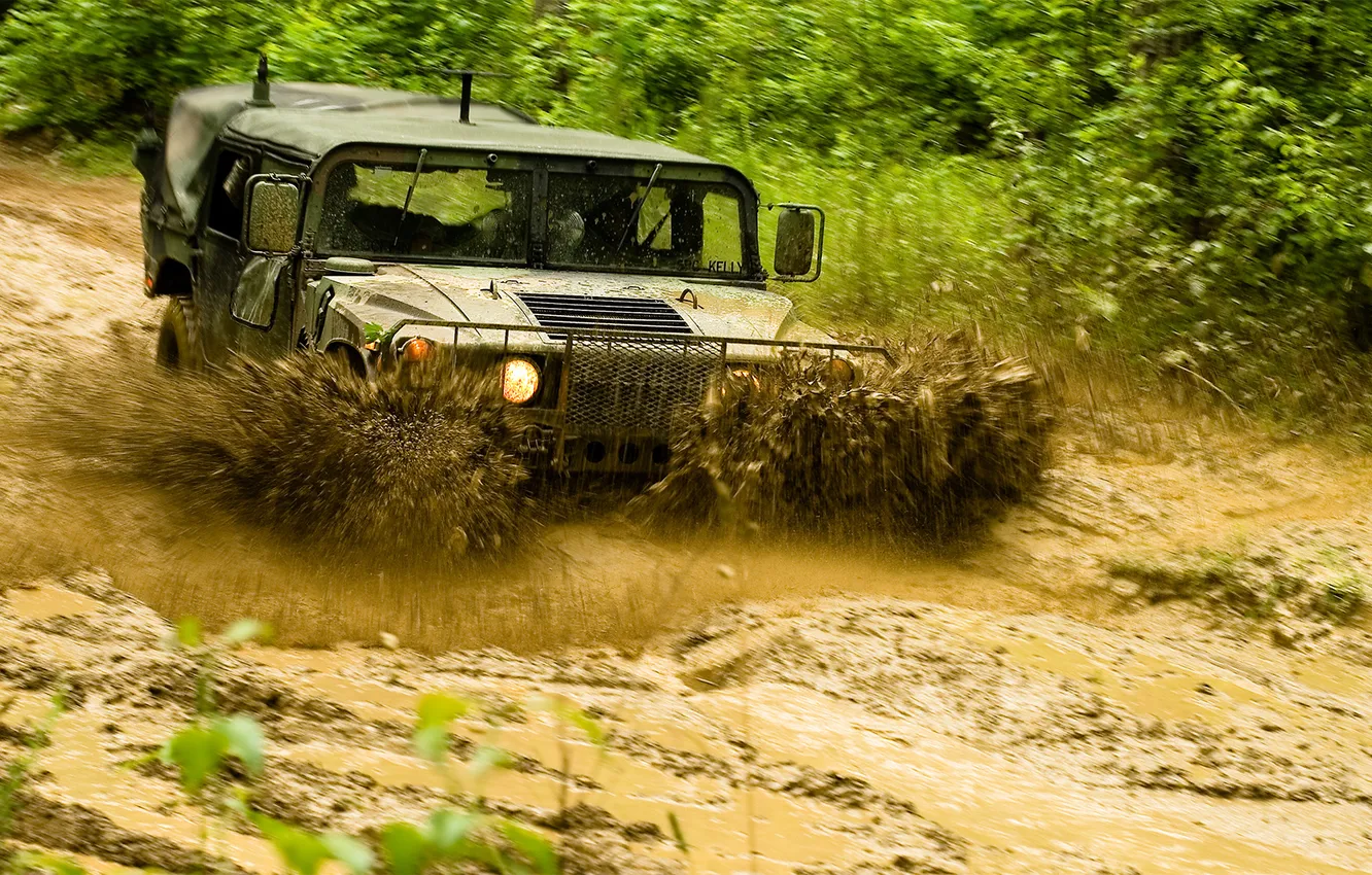 Photo wallpaper squirt, hammer, dirt, Hummer H1