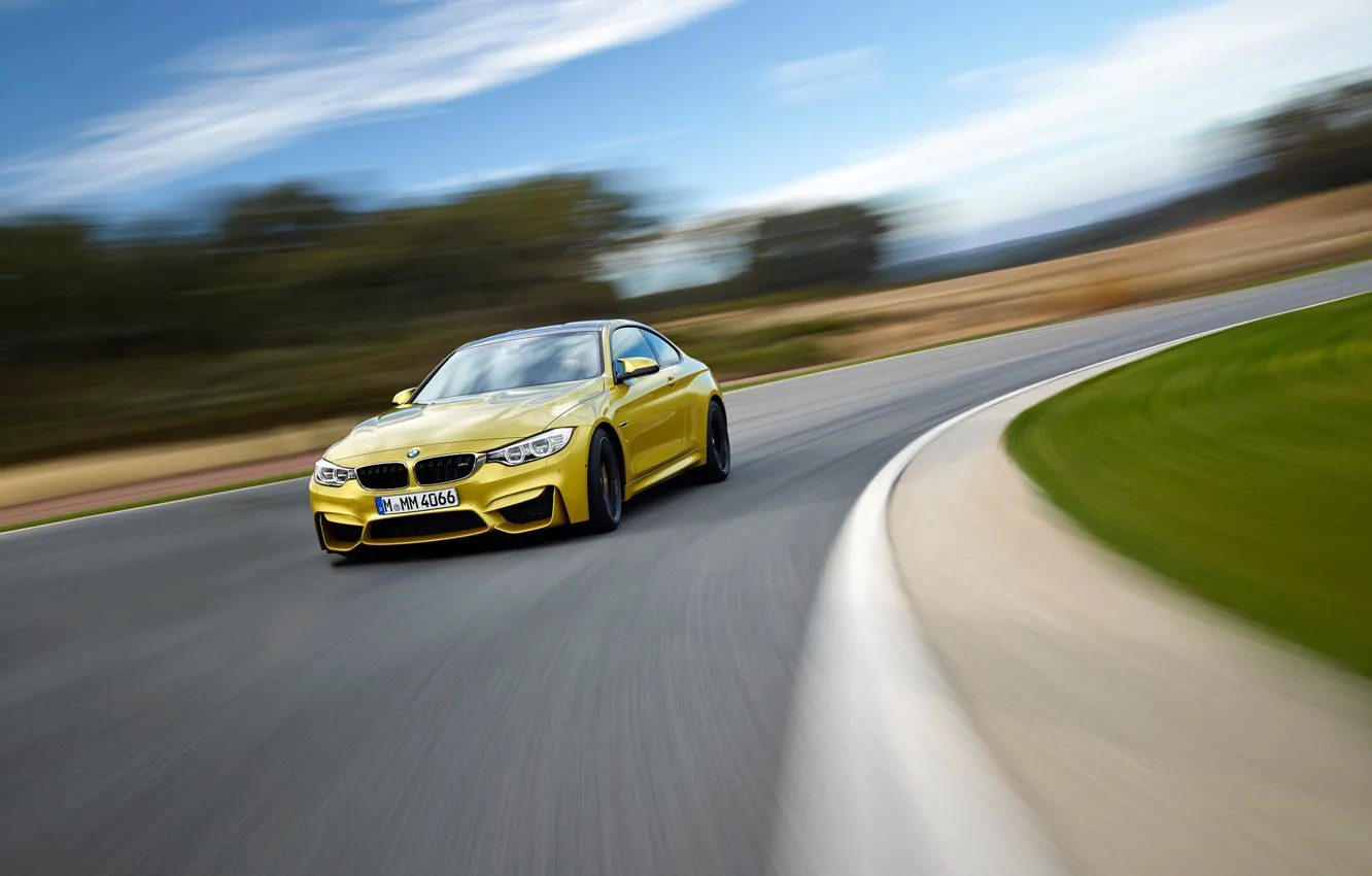 Photo wallpaper BMW, Car, Coupe, Yellow, Supercar