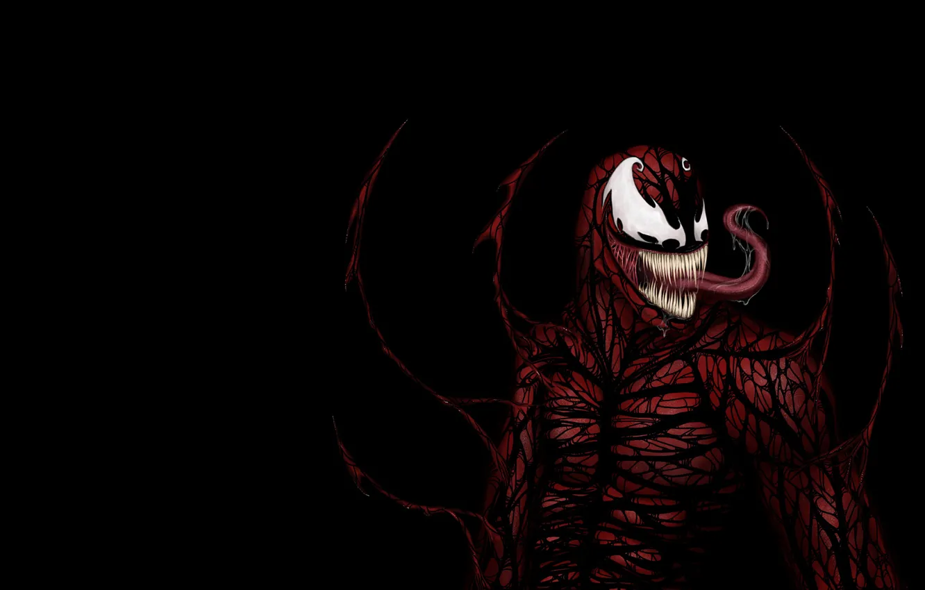 Photo wallpaper spider-man, black background, Comics, Spider-Man, Carnage, the red creature