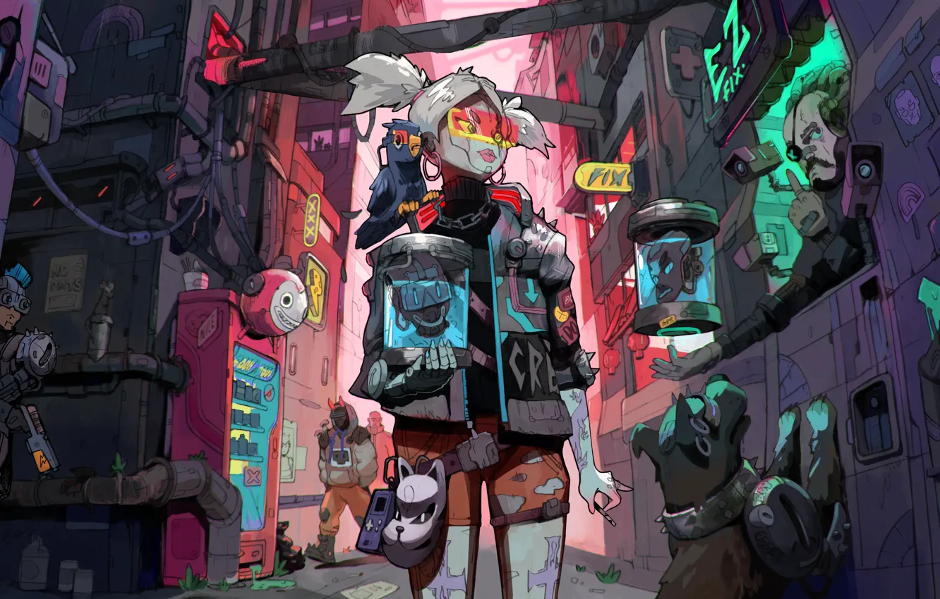 Photo wallpaper girl, game, art, Cyberpunk 2077, cd project red, wapon, 2077, Cyberpunk 2076