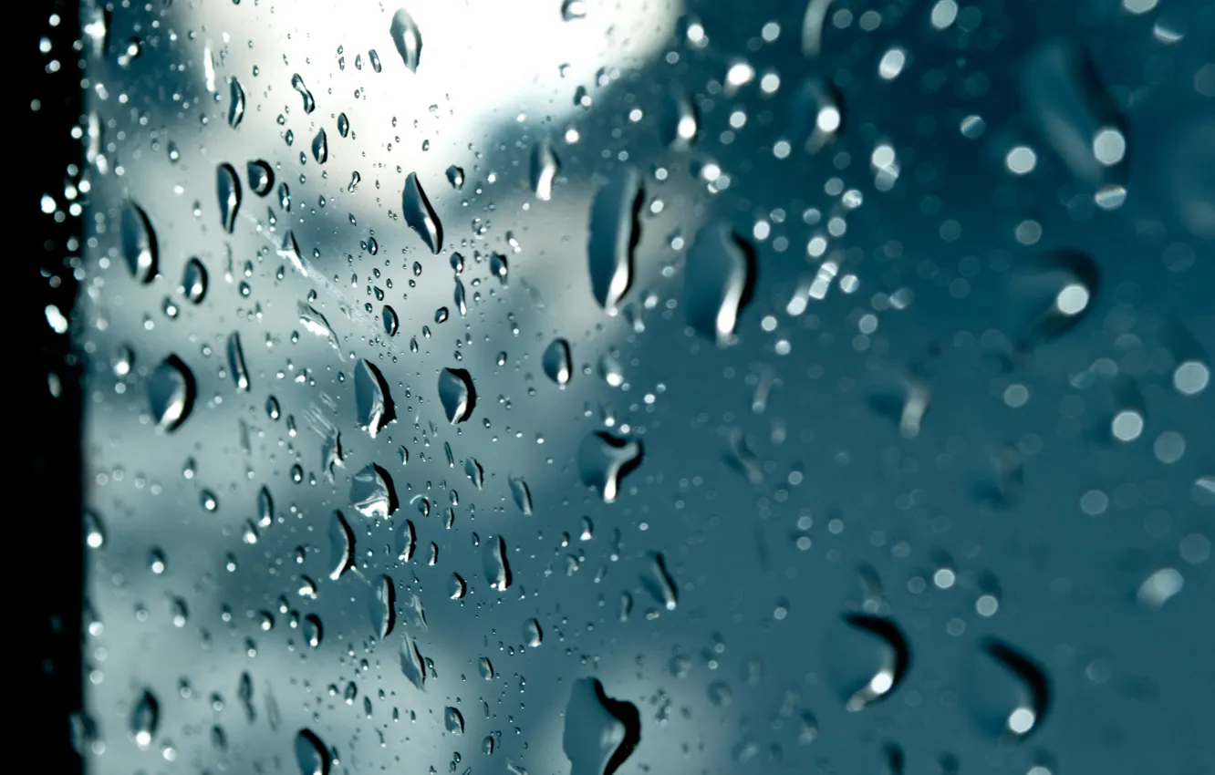 Photo wallpaper glass, drops, macro, rain