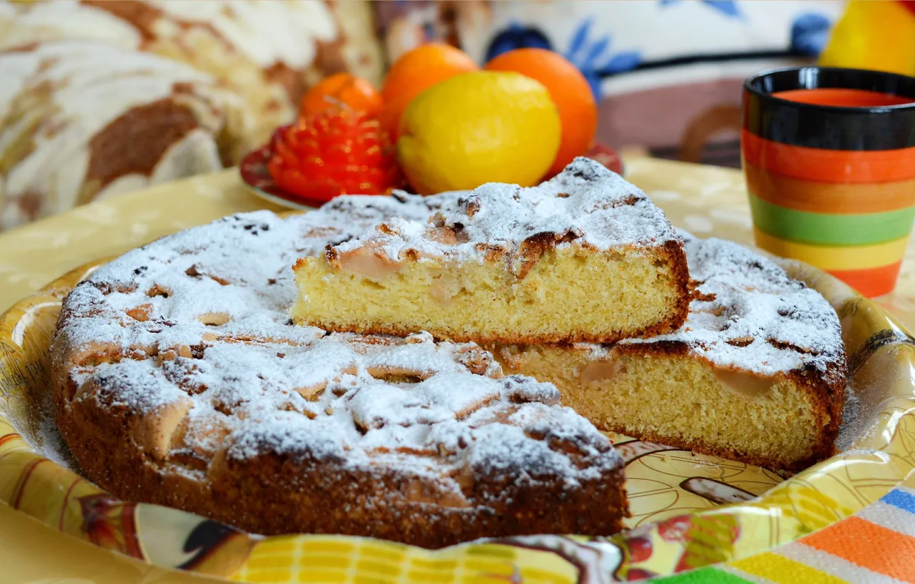 Photo wallpaper pie, mug, sweets, piece