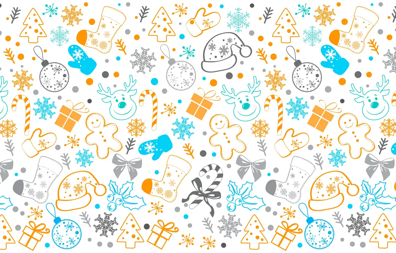 Photo wallpaper winter, snowflakes, pattern