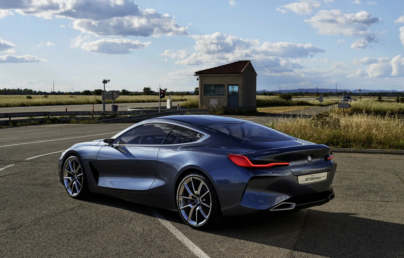 Photo wallpaper asphalt, coupe, BMW, side view, 2017, 8-Series Concept