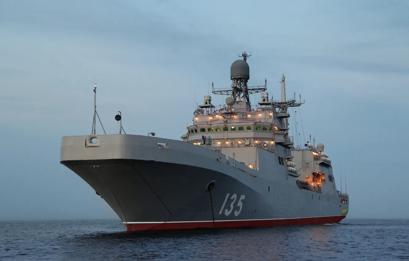 Photo wallpaper ship, the evening, Navy, Baltika, at anchor, &ampquot;Ivan Gren&ampquot;, Landing