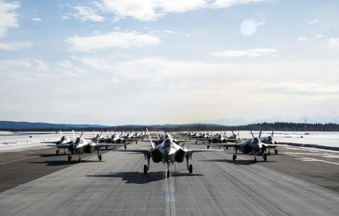 Photo wallpaper UNITED STATES AIR FORCE, fighter-bomber, Lightning II, Lockheed Martin, F-35A