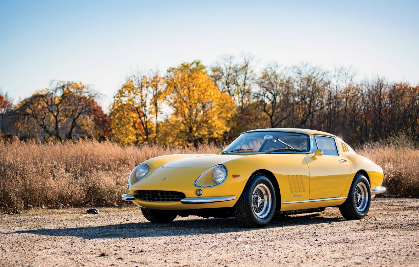 Photo wallpaper Yellow, Retro, Ferrari, Car, GTB, 275, Metallic, Steel