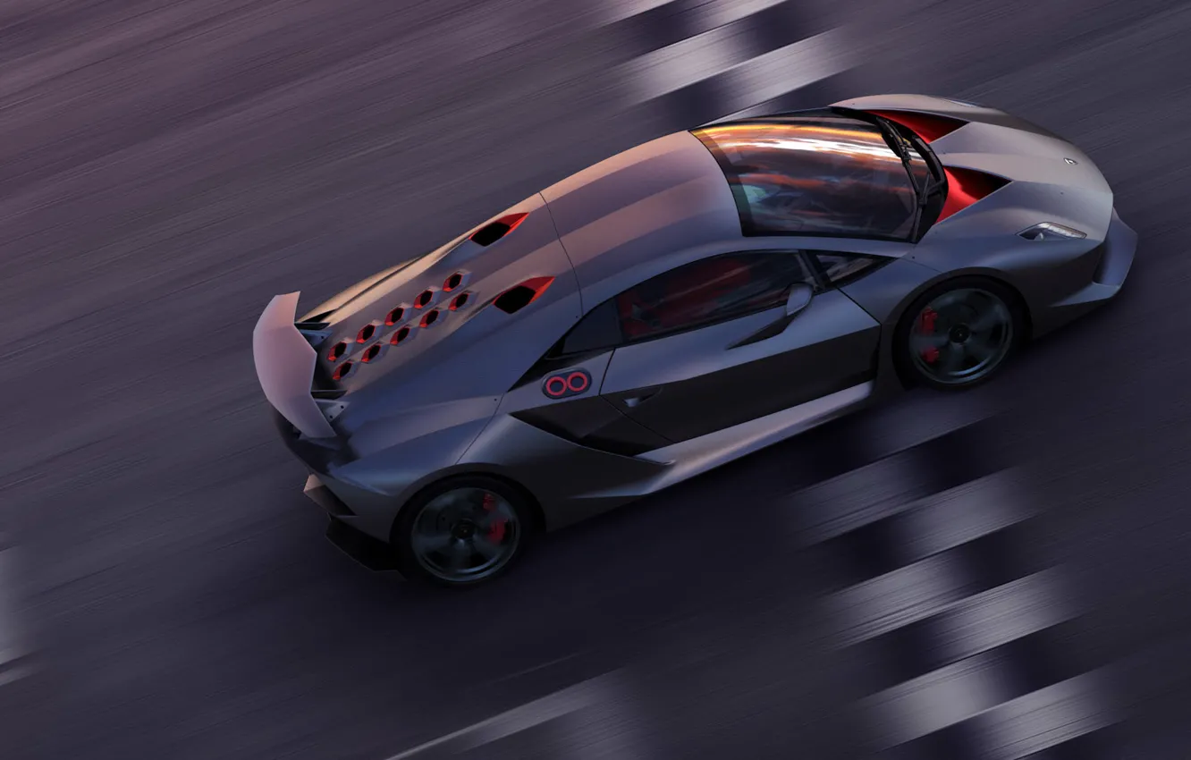 Photo wallpaper speed, track, Lamborghini, Sesto Elemento, finish line