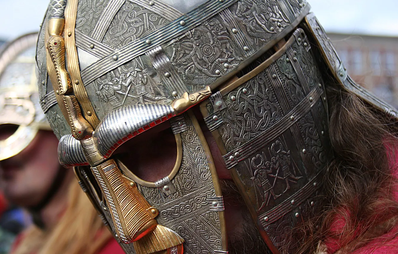 Photo wallpaper metal, patterns, armor, helmet