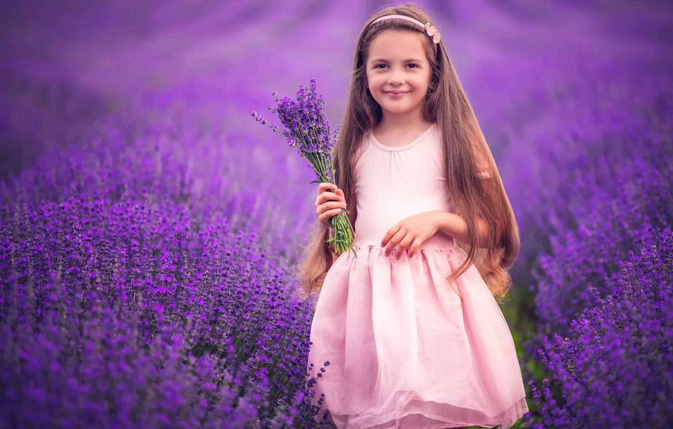 Photo wallpaper field, summer, look, flowers, nature, pose, mood, bouquet