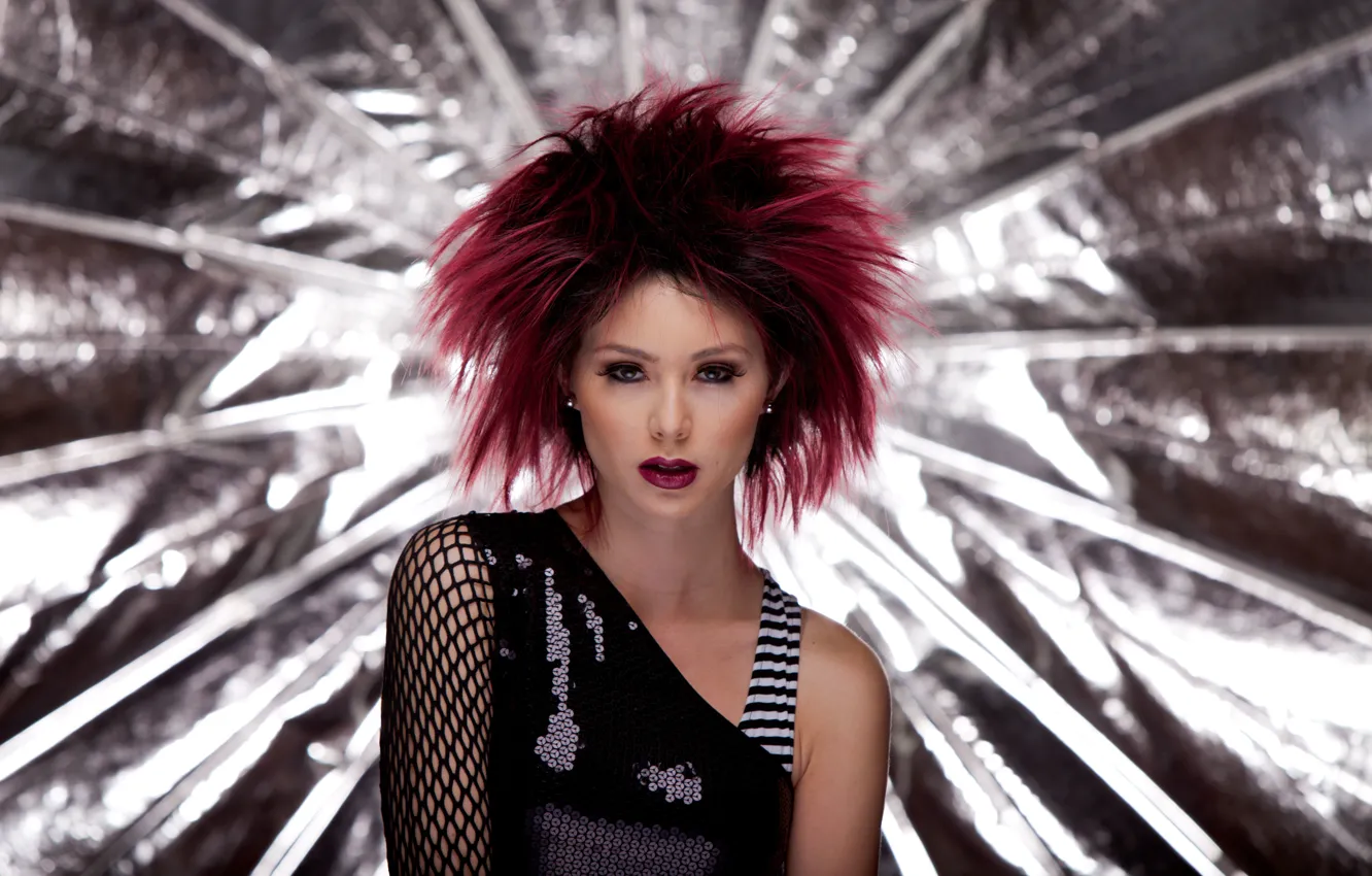 Photo wallpaper red, girl, hair, punk