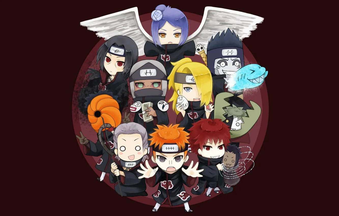 Photo wallpaper Naruto, anime, angel, Itachi, shark, ninja, Akatsuki, shinobi