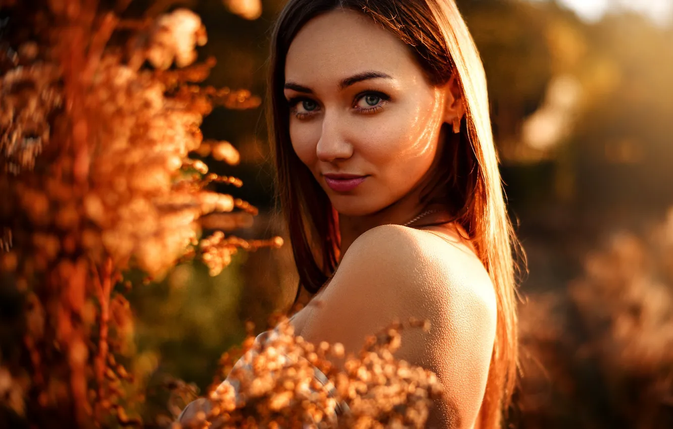 Photo wallpaper face, smile, hair, Girl, shoulder, Sergei Timashev, Natasha Sinkevich
