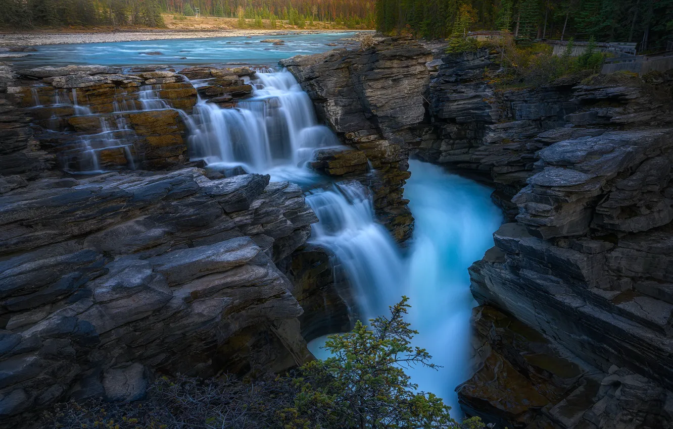 Photo wallpaper Jasper National Park, waterfalls, Canadian Rockies, Athabasca Falls