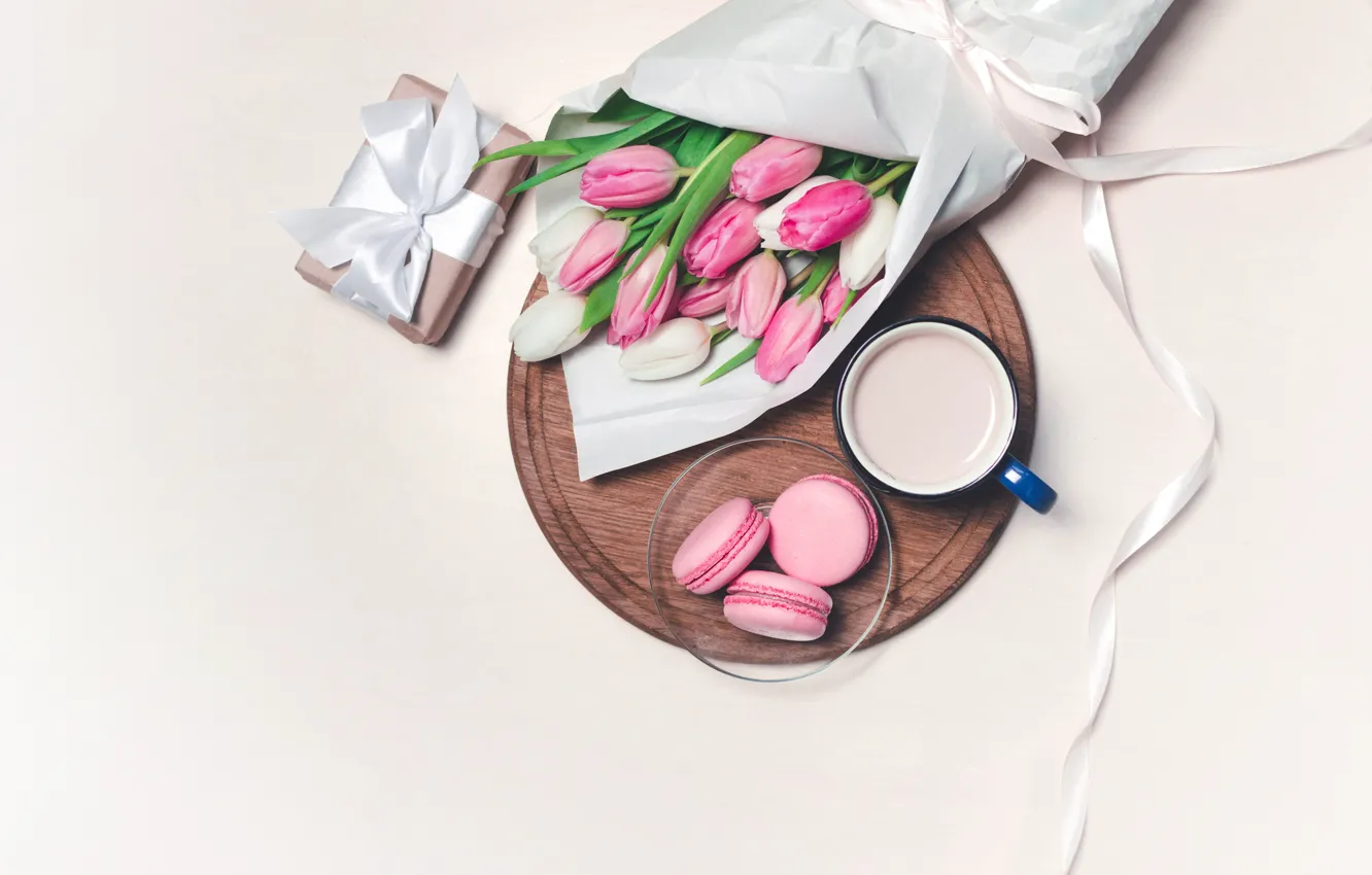 Photo wallpaper gift, coffee, bouquet, Cup, Anastasia