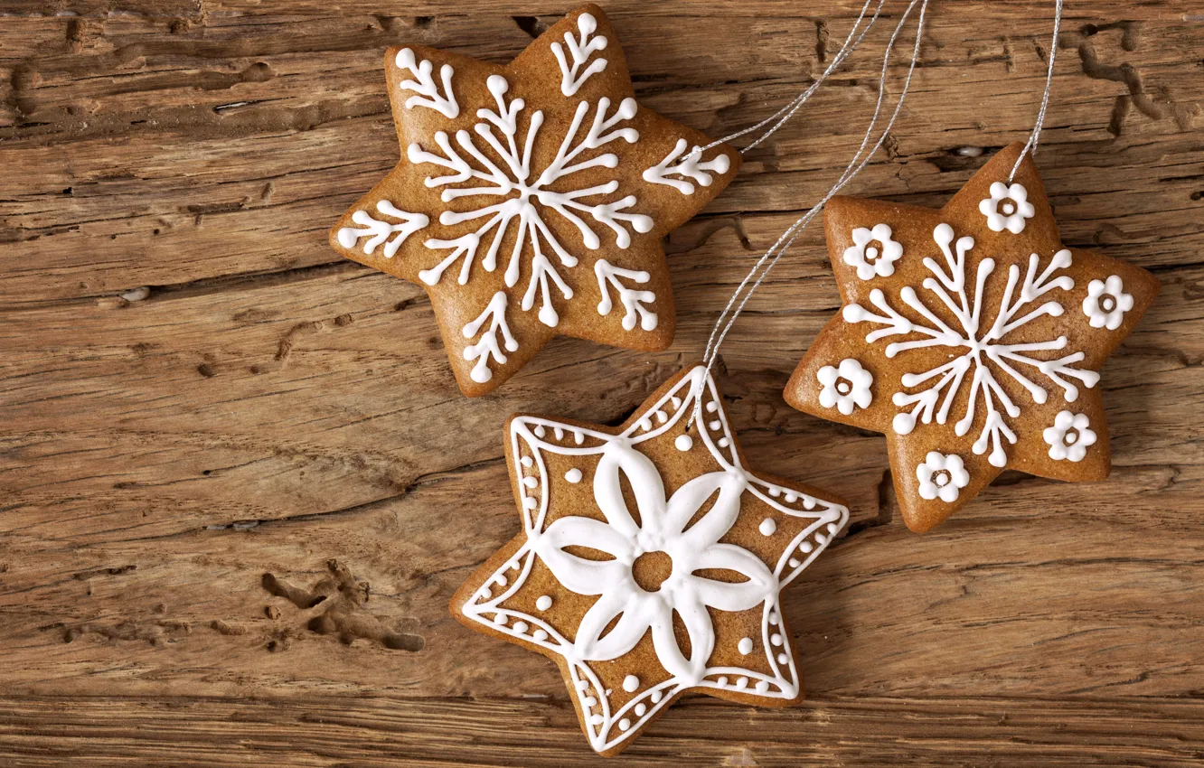 Photo wallpaper stars, snowflakes, new year, cookies, Christmas, Christmas, stars, dessert
